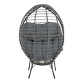 Fotoliu de gradina Nestie ratan picioare metal gri perna, gri, 102x80x155 cm, foto produs