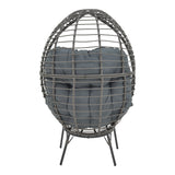 Fotoliu de gradina Nestie ratan picioare metal gri perna, gri, 102x80x155 cm