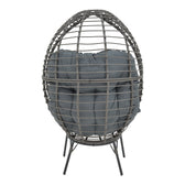 Fotoliu de gradina Nestie ratan picioare metal gri perna, gri, 102x80x155 cm, foto produs