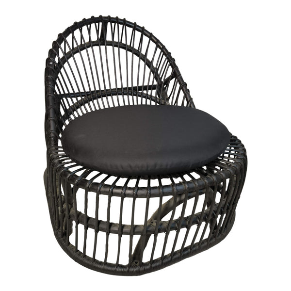 Fotoliu de relaxare Tromso, rattan negru, perna, Natural - Negru, 80x85x98 cm