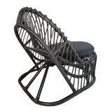Fotoliu de relaxare Tromso, rattan negru, perna, neagra, 80x85x98 cm - Negru