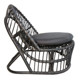 Fotoliu de relaxare Tromso, rattan negru, perna, neagra, 80x85x98 cm - Negru