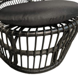 Fotoliu de relaxare Tromso, rattan negru, perna, neagra, 80x85x98 cm - Negru
