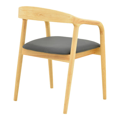 Fotoliu din lemn de cauciuc cu perna neagra Hogie, Lemn de Cauciuc, 61x60x76 cm, detaliu produs