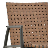 Fotoliu Eamon aluminiu negru si ratan pe nuanta, maro, 74x62x77 cm