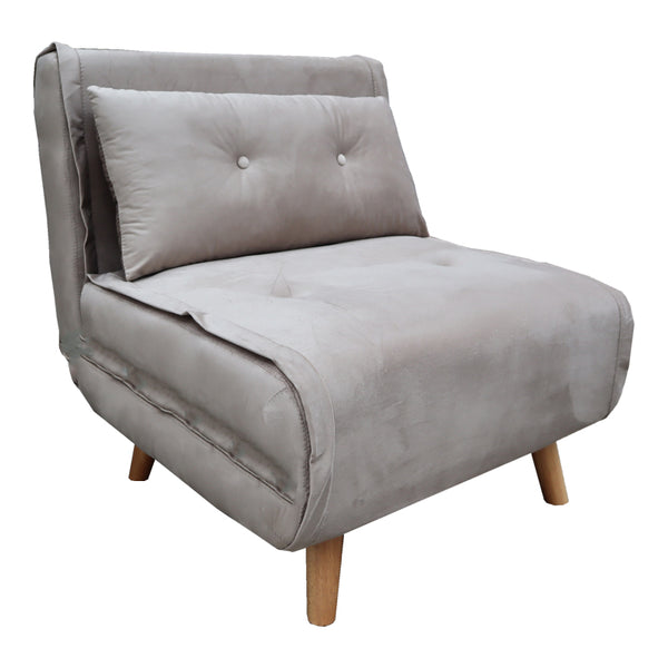 Fotoliu extensibil Josuane I, Velvet, Material: Catifea, Gri, 78x80x81 cm