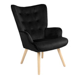 Fotoliu Fluffy, Lemn rubberwood, Negru, 75x69x96 cm