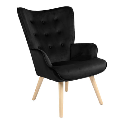 Fotoliu Fluffy, Lemn rubberwood, Negru, 75x69x96 cm