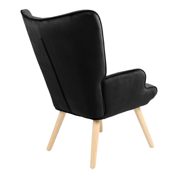 Fotoliu Fluffy, Lemn rubberwood, Negru, 75x69x96 cm