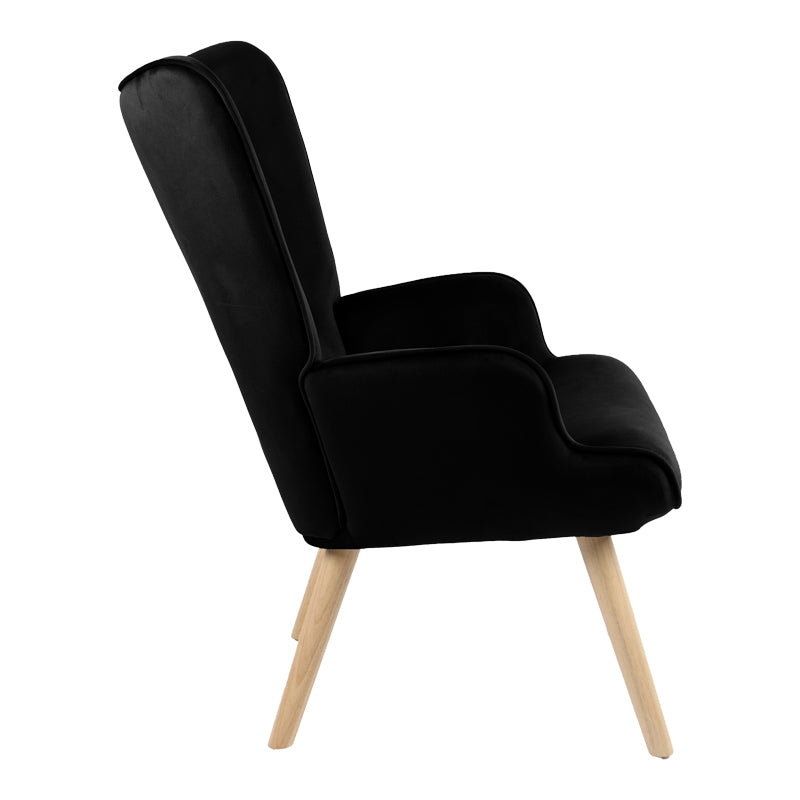 Fotoliu Fluffy, Lemn rubberwood, Negru, 75x69x96 cm, detaliu produs