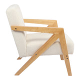 Fotoliu Garifa, Modern alb, Picioare lemn, natural, 79x75x75 cm - Alb