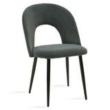 Fotoliu Jonah catifea antracit, picioare, negre, 57x55 cm - Gri Inchis