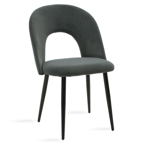 Fotoliu Jonah catifea antracit, picioare, negre, 57x55 cm