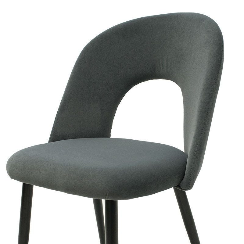Fotoliu Jonah catifea antracit, picioare, negre, 57x55 cm - Gri Inchis
