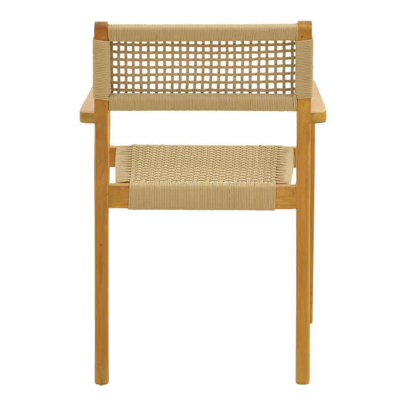 Fotoliu Lengan, lemn teak, cu detalii din frânghie bej, 54x52x80 cm