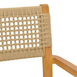 Fotoliu Lengan, lemn teak, cu detalii din frânghie bej, 54x52x80 cm