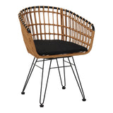 Fotoliu modern Naoki cu structură metalică, lemn, compacte, 61x57x80 cm