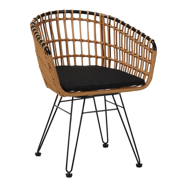 Fotoliu modern Naoki cu structură metalică, lemn, compacte, 61x57x80 cm