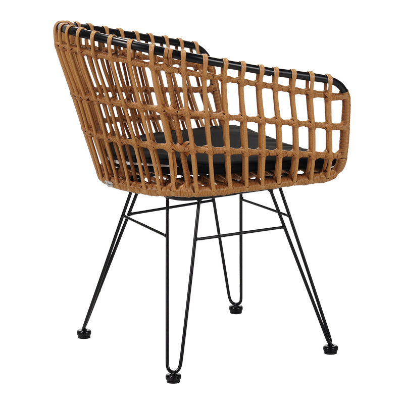 Fotoliu modern Naoki cu structură metalică, lemn, compacte, 61x57x80 cm