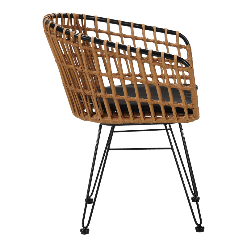 Fotoliu modern Naoki cu structură metalică, lemn, compacte, 61x57x80 cm
