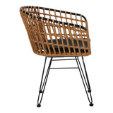 Fotoliu modern Naoki cu structură metalică, lemn, compacte, 61x57x80 cm