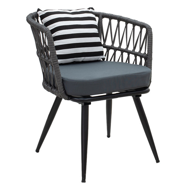 Fotoliu Naoki metal negru-pe Gri-perna, negru/alb, 65x62x77 cm
