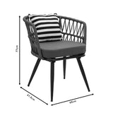 Fotoliu Naoki metal negru-pe Gri-perna, negru/alb, 65x62x77 cm