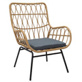 scaun de exterior Fotoliu Naoki metal negru-pe Natural-perna Gri