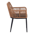 Fotoliu Naoki pe rattan - metal cu finisaj Natural si picioare/perna, negre, 59x62x78 cm, perspectiva suplimentara