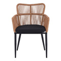 Fotoliu Naoki pe rattan - metal cu finisaj Natural si picioare/perna, negre, 59x62x78 cm, foto produs