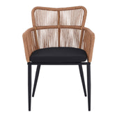 Fotoliu Naoki pe rattan - metal cu finisaj Natural si picioare/perna, negre, 59x62x78 cm, foto produs