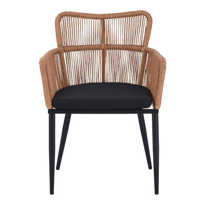 Fotoliu Naoki pe rattan - metal cu finisaj Natural si picioare/perna, negre, 59x62x78 cm, foto produs