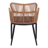 Fotoliu Naoki pe rattan - metal cu finisaj Natural si picioare/perna, negre, 59x62x78 cm, foto produs 6