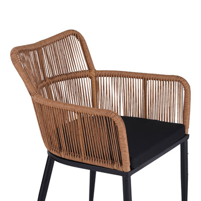 Fotoliu Naoki pe rattan - metal cu finisaj Natural si picioare/perna, negre, 59x62x78 cm, foto produs 7