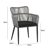 Fotoliu Naoki pe rattan - metal cu finisaj Natural si picioare/perna, negre, 59x62x78 cm, foto produs 8