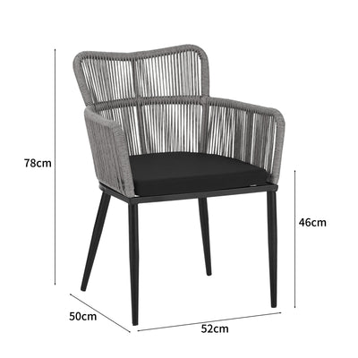 Fotoliu Naoki pe rattan - metal cu finisaj Natural si picioare/perna, negre, 59x62x78 cm, foto produs 8