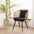 Fotoliu Naoki pe rattan - metal finisaj Natural cu picioare negre/perna, 62x60x80 cm, imagine suplimentara
