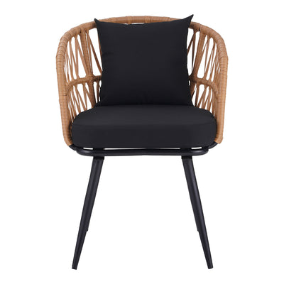 Fotoliu Naoki pe rattan - metal finisaj Natural cu picioare negre/perna, 62x60x80 cm, foto produs