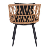 Fotoliu Naoki pe rattan - metal finisaj Natural cu picioare negre/perna, 62x60x80 cm, foto produs 6