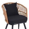 Fotoliu Naoki pe rattan - metal finisaj Natural cu picioare negre/perna, 62x60x80 cm, foto produs 7