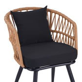 Fotoliu Naoki pe rattan - metal finisaj Natural cu picioare negre/perna, 62x60x80 cm, foto produs 7