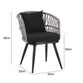 Fotoliu Naoki pe rattan - metal finisaj Natural cu picioare negre/perna, 62x60x80 cm, foto produs 8