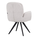 Fotoliu pivotant cu funcție Novo, Stil Modern, Material Bouclé Alb, Picioare Metal, Negru, 66x60x90 cm - BLACK-WHITE