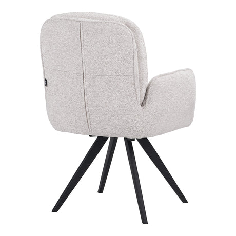 Fotoliu pivotant cu funcție Novo, Stil Modern, Material Bouclé Alb, Picioare Metal, Negru, 66x60x90 cm
