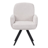 Fotoliu pivotant cu funcție Novo, Stil Modern, Material Bouclé Alb, Picioare Metal, Negru, 66x60x90 cm - BLACK-WHITE