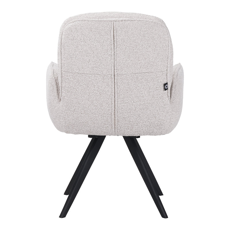 Fotoliu pivotant cu funcție Novo, Stil Modern, Material Bouclé Alb, Picioare Metal, Negru, 66x60x90 cm - BLACK-WHITE