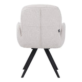Fotoliu pivotant cu funcție Novo, Stil Modern, Material Bouclé Alb, Picioare Metal, Negru, 66x60x90 cm - BLACK-WHITE