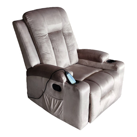 Fotoliu Relax cu mecanism de masaj Gessel, Catifea, Gri, 80x90x98 cm