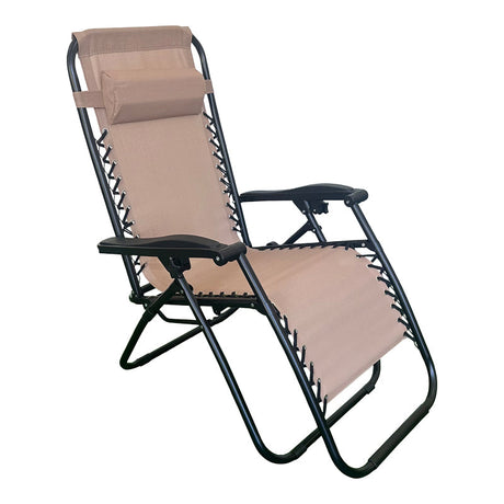 Fotoliu relaxant pliabil Mirka, Metal Negru, Textilenă, Gri, 65x165x110 cm