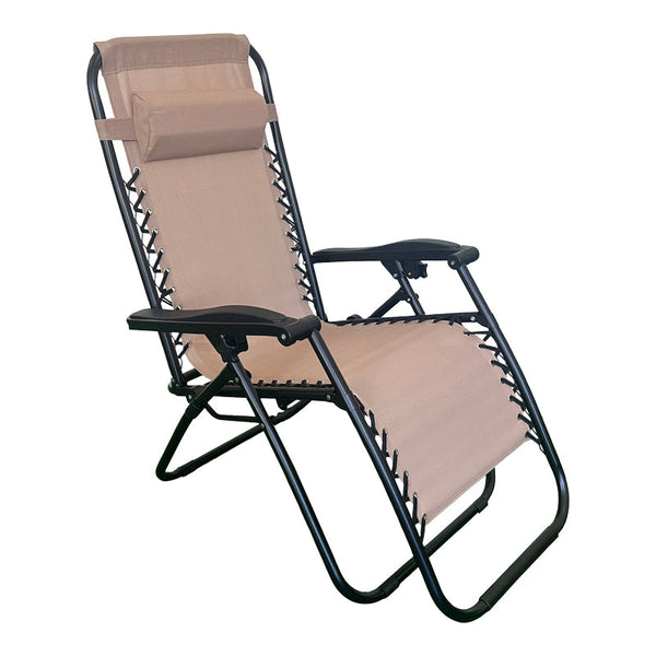 Fotoliu relaxant pliabil Mirka, Metal Negru, Textilenă, Gri, 65x165x110 cm